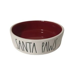Rae Dunn SANTA PAWS By Magenta Dog Cat Pet Bowl Small 5” RED INTERIOR Ch…